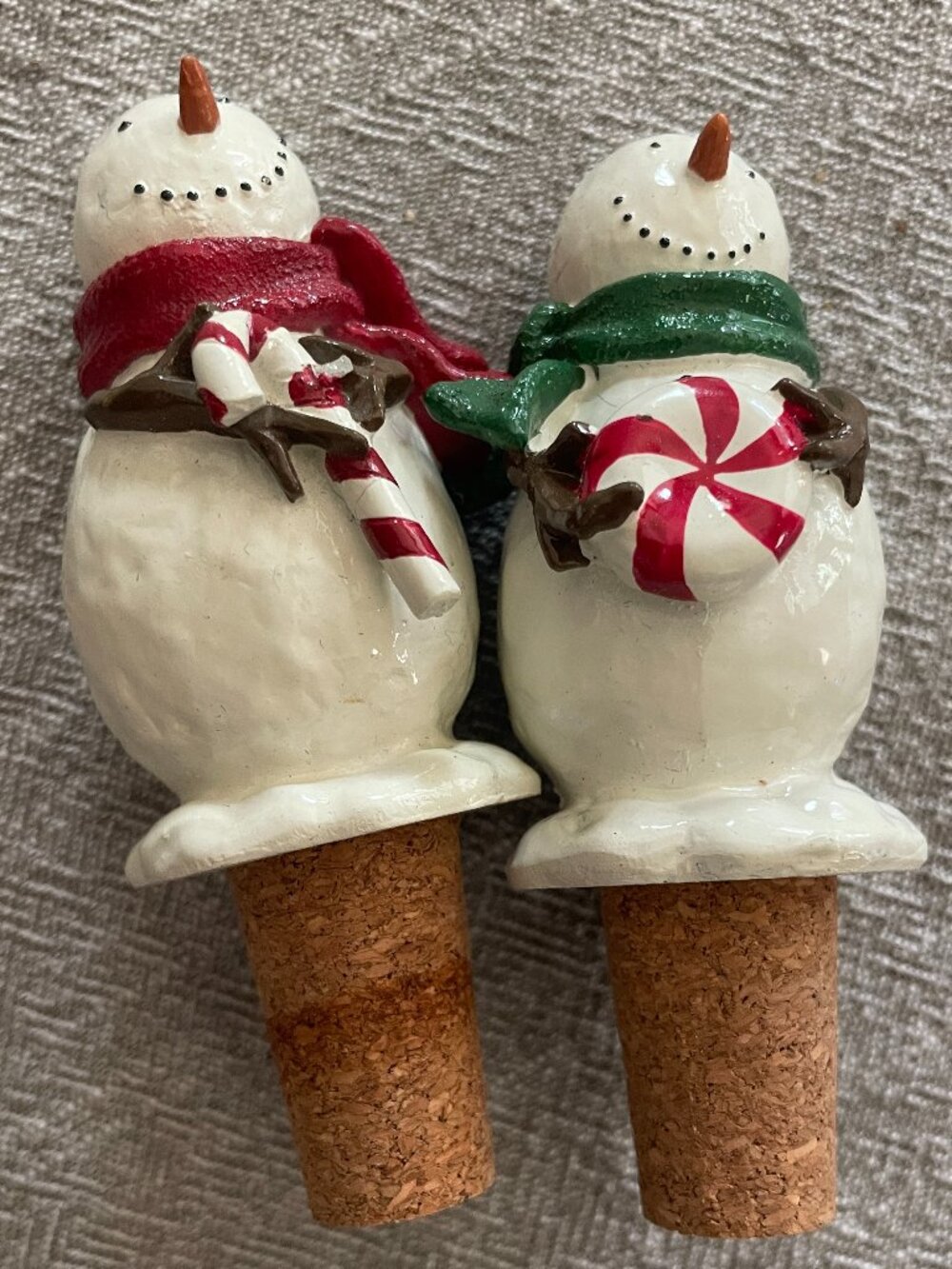 Snowman Ceramic Cork Wine Bottle Stopper (set of 2) Christmas Winter Holiday!